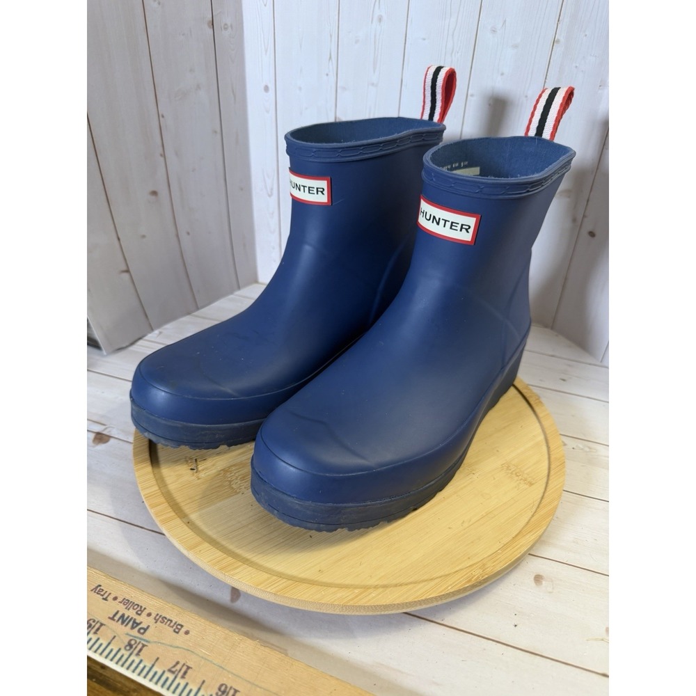 Hunter Original Play Short Rain Boots Blue Waterproof Ankle Boot Woman's 8